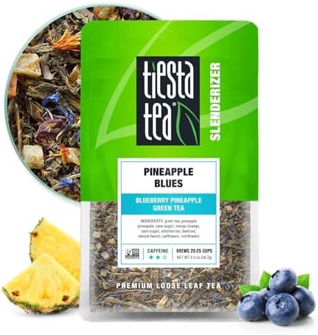 Pack of 2 Tiesta Tea - Pineapple Blues, Loose Leaf, Blueberry Pineapple Green Tea, Premium Tropical Blend, Medium Caffeinated Green, Make Hot or Iced, Brews Up to 25 Cups, 2 Ounce Resealable Pouch