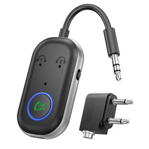 Bluetooth Transmitter Receiver, 3.5MM to Bluetooth 5.3 Transmitter, 2-in-1 Airplane Adapter for Headphone, TV, Airplane, Home Stereo, Speakers, Headphone, Car, Dual Connection