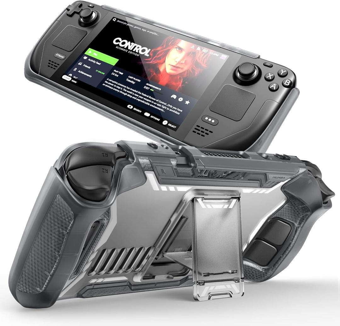 Mumba [Blade Series] Case for Steam Deck/Steam Deck OLED with Kickstand, TPU Grip Shock Protective Cover Accessories, Heat Dissipation Friendly, Anti-Slip & Anti-Scratch Protector (FrostBlack)