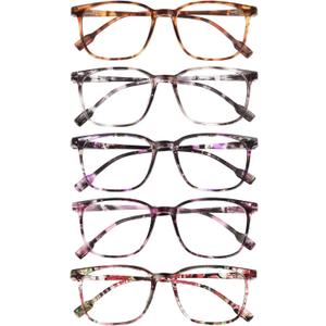 5-Pack Ultra-Light Slim Frames Reading Glasses for Women - Readers for Women, Spring Hinges and Blue Light Protection (Multicolor)