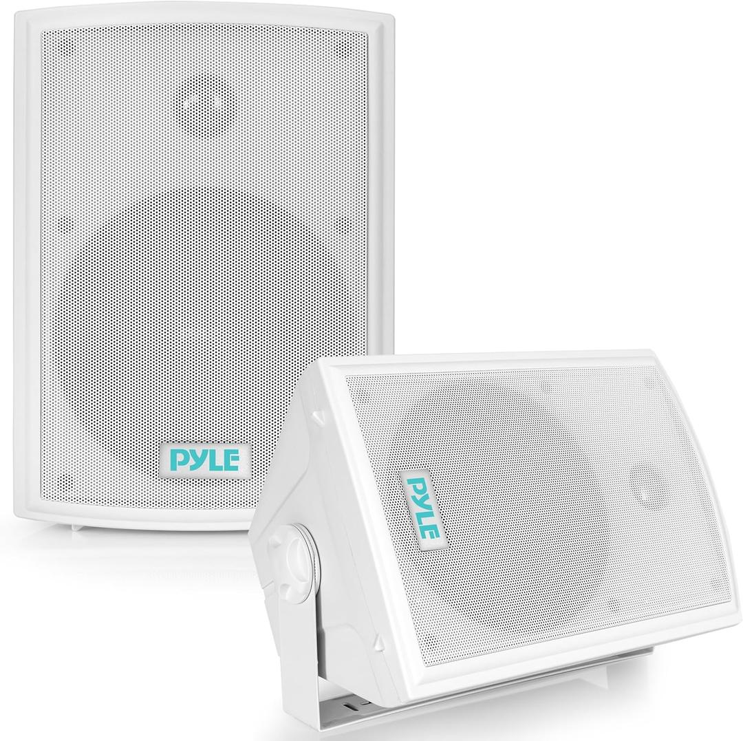 Pyle Home Pyle PDWR63 Dual Waterproof Outdoor Speaker System-6.5 Inch Pair of Weatherproof Wall or Ceiling Mounted White Speakers w/Heavy Duty Grill,Universal Mount-for Use in The Pool,Patio