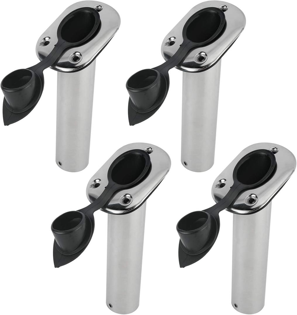 YaeMarine 4Pcs Stainless Steel Rod Holders with Rubber Cap, Liner, Gasket