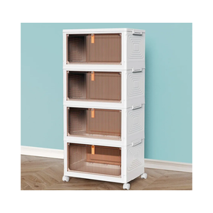 CTSNSLH 4 Tier Plastic Storage Bins and Boxes Organizer - Stackable with Lids for Bedroom, Living Room, Office - Foldable Containers