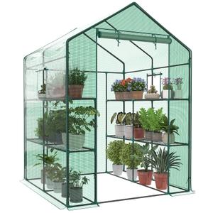 OLIXIS 56"x56"x77" Outdoor Greenhouse, with 2 Tier 8 Plant Shelves
