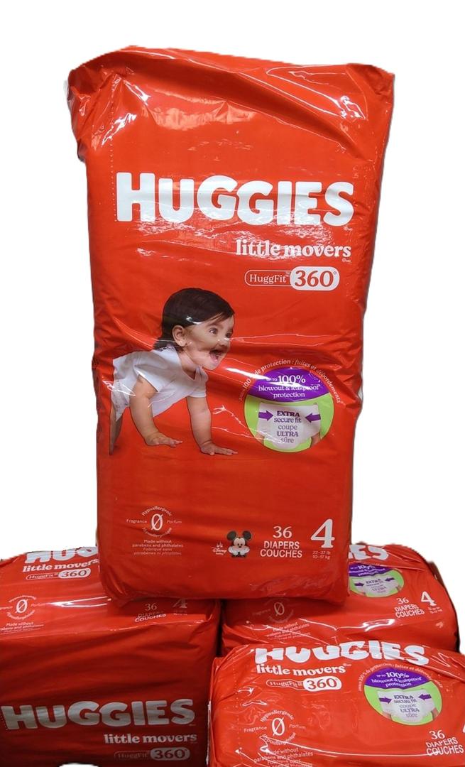 Huggies Size 4 Baby Diapers, Little Movers HuggFit 360 Baby Diapers with 360 Waistband, Size 4 (22-37 lbs), 144 Count (4 Packs of 36), Packaging May Vary