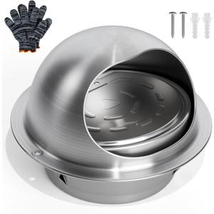 4 inch Dryer Vent Cover Outside, Stainless Steel Round Wall Vent Cover, Dryer Exhaust Vent for BathRoom, Office, Home, Air, Hvac System