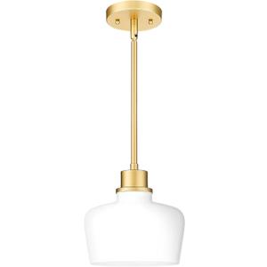 Emak Modern Pendant Lights Kitchen Island, 8 Inch Gold Pendant Light with Milk Glass Shade, Hanging Light Fixture for Kitchen Island, Dining Room, Bathroom, Bedroom, PL122-GD-ML