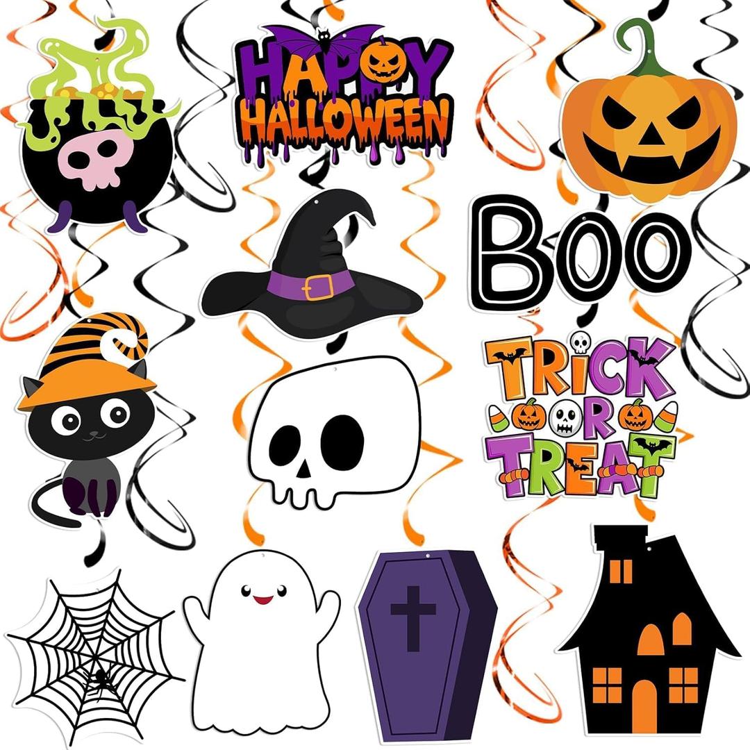 Halloween Party Decorations Mouse Hanging Swirls,36pcs Happy Halloween Party Ceiling Hanging Decor Trick or Treat Pumpkin Cobwebs Ghost Style Ceiling Decorations Indoor