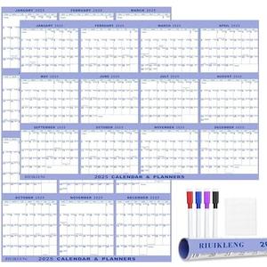 24" x 36" 2025 Wall Calendar, Wet & Dry Erase Wall Calendar 12 Month, Annual Yearly Planner Yearly Laminated Calendar 2025 Horizontal/Vertical, with Julian Dates