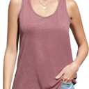 2 Pack Womens Scoop Neck Tank Tops Loose Fit Flowy Sleeveless Tops Casual Summer Outfits (Medium, Red)