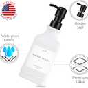 Emerson Essentials Glass Soap Dispenser Set  16 oz 2-Pack  Refillable Dish & Hand Soap Dispensers for Kitchen or Bathroom  Stainless Steel Pump & Waterproof Labels Included (White | Black)