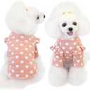 Dog Clothes for Small Medium Dogs Girl Heart Print Cat Tee Shirt Spring Summer Chihuahua Clothe Puppy Outfits Ruffle Long Sleeve Doggy Shirts Pet Outfit (Pink)