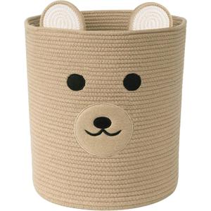 Bear Basket for Nursery, Baby Baskets for Storage, Baby Shower Baskets, Laundry Basket, Storage Hamper for Children Kids Toy Plant Indoor Corner (Light Brown)