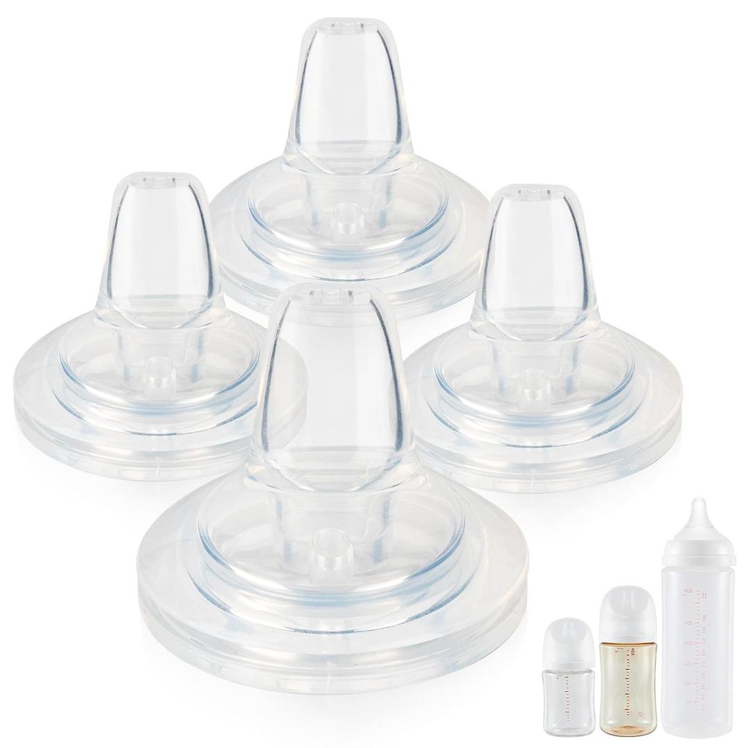 Sippy Spout Nipples for Pigeon PPSU&PP Nursing Baby Bottle and Glass Baby Bottles,Soft Silicone Sippy Cup Nipples,Leak-Proof,Variable Flow Conversion Nipple,6+ Months,4 Count
