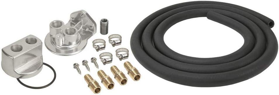 Derale Remote Oil Filter, Single Filter, 3/4-16 in Thread Adapter, 10 ft Hose, 3/4-16 in Thread Housing, Fittings/Hardware, Universal, Kit