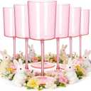 Ciaell 12 Pack Pink Plastic Wine Glasses - 10 Oz Disposable Wine Glasses with Stem for Parties & Weddings & Poolside & Outdoors & Camping & Easter