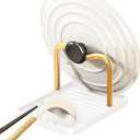 Anti-Rust Metal Spoon Rest with Lid Holder, Heat-Resistant Pot Lid Rest, Multifunctional Spatula Holder While Cooking for Stovetop and Kitchen Counter  Gold White (1-LAYER)