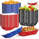Gejoy 120 Pcs Western Party Plates 1 lb Cowboy Plates Bulk Bandana Paper Food Trays for Rodeo Cholo Party 250th Anniversary Decorations(Red Blue Black)