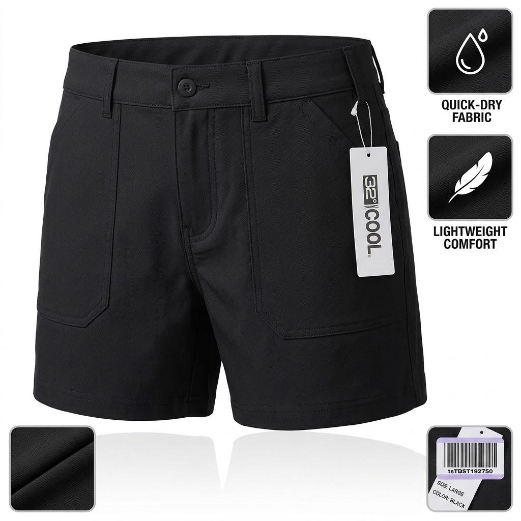 32 Degrees Cool Women's Black Casual Utility Shorts (Size Large)