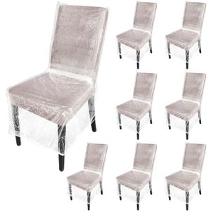 8 Pcs Plastic Dining Chair Covers Protectors Clear Protector Waterproof Seat Cover, Fit W/21 x D/20 Inch
