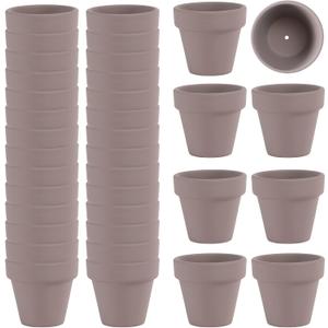 Small Mini Grey Clay Terracotta Pot Clay Ceramic Pottery Planter Cactus Flower Pots Succulent Nursery Pots- Great for Window Boxes, Cactus, Plants, Crafts, Wedding Favors, 35 pcs