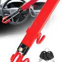Tevlaphee Steering Wheel Lock Anti-Theft Car Device Heavy Duty Security Car Lock Antitheft Locking Devices Great Deterrent Adjustable Car Wheel Lock Anti Theft for Vehicle Truck SUV with 3 Keys (Red)