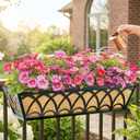 24 Inch Railing Planter Box Window Boxes Planters - 2 Pack Deck Railing Planter Boxes with Adjustable Brackets Coco Liners Balcony Planters Railing Hanging for Window Flower Boxes Outdoor Garden Decor