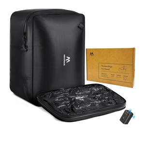 2025 One Touch Vacuum Bag for Travel with Builtin Pump, 30L Compression Bags for Carry On, IP67 Reusable Vacuum Seal Bag for for Cloth Packing, No Need Separate Pump (Black 2PC)