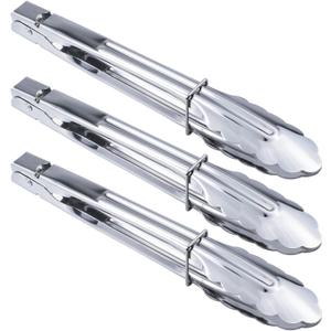 HINMAY Stainless Steel Serving Tongs Metal Cooking Tongs (9-Inch 3 Pieces)