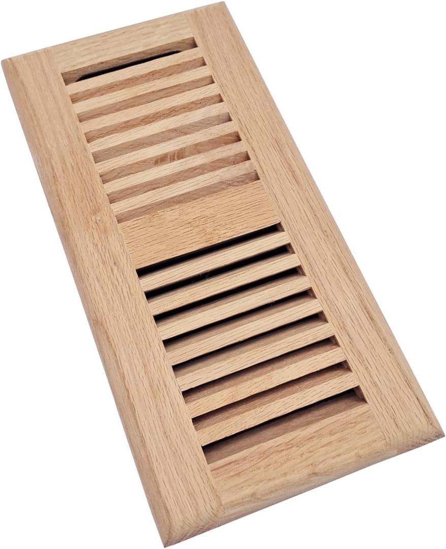 Homewell Red Oak Wood Floor Register, Drop in Vent with Damper, 4x10 Inch, Unfinished