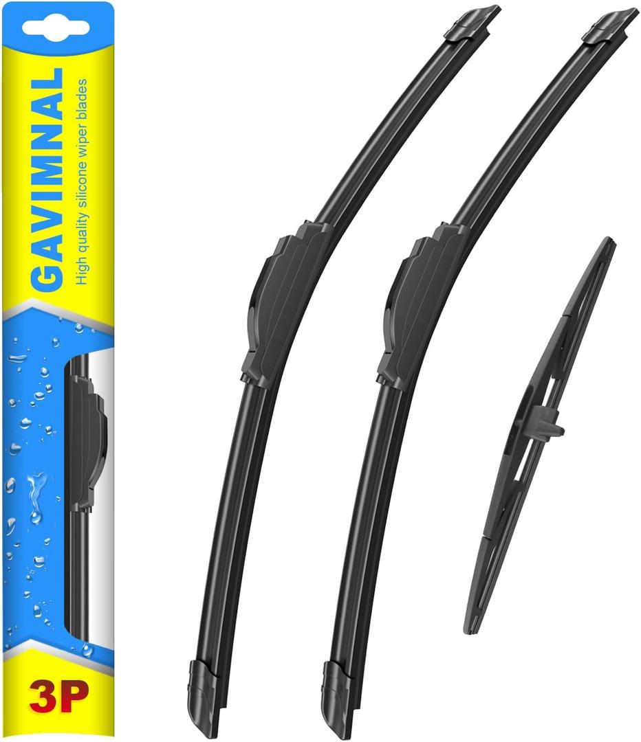 Gavimnal 24"+20"+12" Silicone Wiper Blades Replacement For Toyota 4Runner 2010-2023,All-Season Front Rear Windshield Wiper Blades(Set of 3)