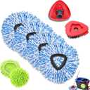 Microfiber Spin Mopping Refills Head for Ocedar RinseClean 2-Tank System,1 Gray Mop Scrub Brush + 1 Mops Base + 6 Pack Easy Cleaning Mop Heads Replacements