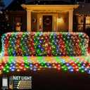 LitHome 14.8FT x 5FT Led Christmas Net Lights Outdoor, 300 LED Multicolor Christmas Net Lights for Bushes Connectable, 8 Modes Colorful Giant Mesh Light Green Wire for Yard, Garden, Party, Tree Decor