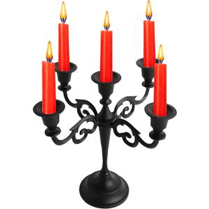 Rely+ 5 Arm Matte Black Candelabra Taper Candle Holders Decorations Indoor Kitchen Dcor Table Candles Candlestick Candelabra Centerpiece Gothic Home Decor Wedding 10 Inch Tall