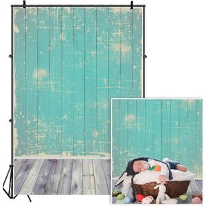 AOFOTO 5x7ft Wood Plank Backdrop Hot Blue Hardwood Wooden Board Floor Panels Photography Background Nostalgia Retro Photo Studio Props Girl Child Boy Kid Infant Portrait Vinyl
