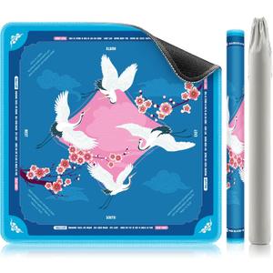XINTONG Mahjong Mat, 3232 Inches, Mahjong Mat for Table|Anti-Slip | Noise Reduction | Waterproof | Wrinkle-Free, Mah jongg Mat Transported in Curly Packaging, No Creases. (Lucky Blue), 32 inches x 32inches x 0.12 inches