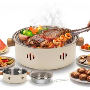 Portable Charcoal Grill, 13''diameter Mini Tabletop BBQ Grill with Stainless Steel Grate, Compact Outdoor Charcoal Barbecue for Camping, Picnic, Backyard, Travel, Small Grill for 2-4 People