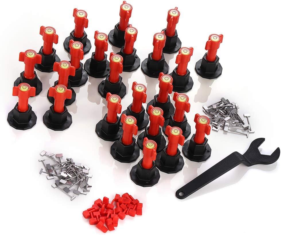 Upgraded Tile Leveling System Kit Reusable Tile Leveler Spacers with Replaceable Steel Needle Flat Ceramic Tile Adjusters Floor Wall Construction Tools