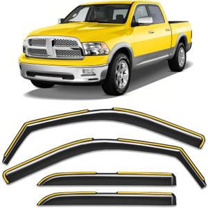 in-Channel Window Rain Guard for Dodge Ram 1500 2009-2018/Ram 2500&3500 Crew Cab 2010-2026 Rain Guards Side Window Visors Low Profile Vent Visor Window Deflectors Vent Shades Truck Accessories