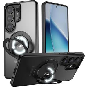 VUM Galaxy S26U Case, MagSafe, 360 Stand, Shockproof, Camera Guard, Black