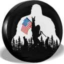 Bigfoot American Flag Camping Spare Tire Cover Wheel Protectors Weatherproof Wheel Covers Universal Fit for Trailer Rv SUV Truck Camper Travel Trailers Accessories 16"  (16" fits for tire Diameter 76-79cm/30-31.5in)