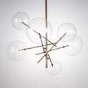 Yosemite Home Decor Klare 6-Light Sputnik Chandelier in Antique Brass Finish with Clear Glass Spheric Shades and Adjustable Arms, 30 x 36.30 x 24.80