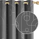 Deconovo Blackout Curtains for Bedroom & Living Room, Thermal Insulated, Room Darkening Drapes, Geometric, Grommet Top, 2 Panels, Light Grey, 52W x 84L Inch, Circle Wave