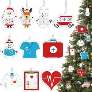 Woanger 30 Pieces Christmas Doctor Ornaments Medical Ornaments Physician Assistant Gifts Medical Assistant Decor Mini Doctor Ambulance Decor Acrylic Christmas Tree Hanging Decorations