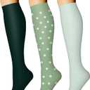 CHARMKING Compression Socks for Women & Men Circulation (3 Pairs) 15-20 mmHg is Best Support for Athletic Running Cycling (Large-X-Large, 34 Dark Green/Green/Green)