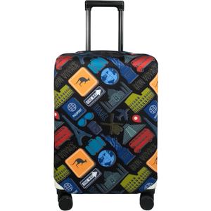 Explore Land Travel Luggage Cover Suitcase Protector Fits 23-26 Inch Case (Bon Voyage, M)