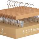 StorageWorks Pants Hangers with Clips, Wooden Clothes Hanger for Skirts, Jeans, Shorts, 10 Pack (Silver)