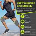 Adjustable Knee Brace for Running - Knee Brace with Side Stabilizers & Patella Gel, No Slip, Breathable Knee Support Brace for Men and Women, Knee Pain ACL MCL Arthritis Injuries Recovery (Grey & Green, L)