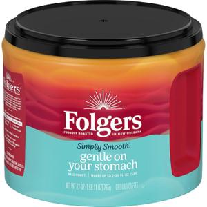 Folgers Simply Smooth Ground Coffee, Mild Roast, 27 Oz. Canister (EXP 12/13/26)
