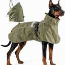 Waterproof Dog Rain Jacket, Breathable Windproof Dog Raincoat with Adjustable Strip, Leash Port, Removable Hood, Reflective Full-Body Coverage Pet Poncho | Large Dogs, Green (5XL)
